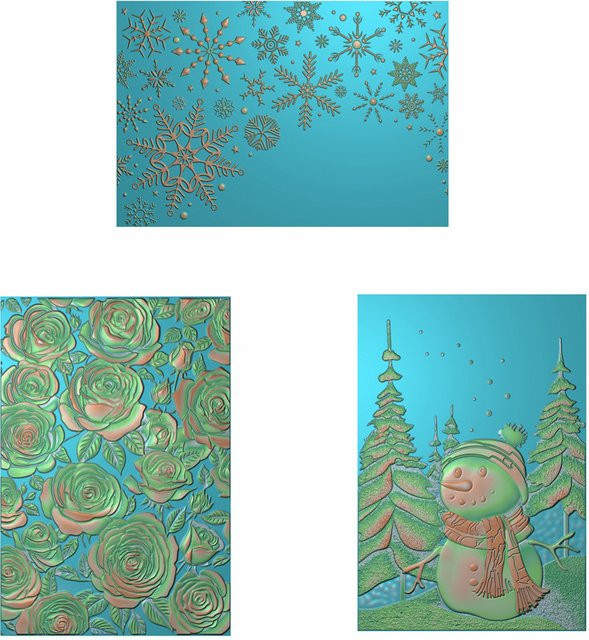 Schneemann 3D Prägung Ordner mit Schneeflocken und Blumenmuster für DIY Scrapbooking und Kartenherstellung, Multicolour - Bild 1