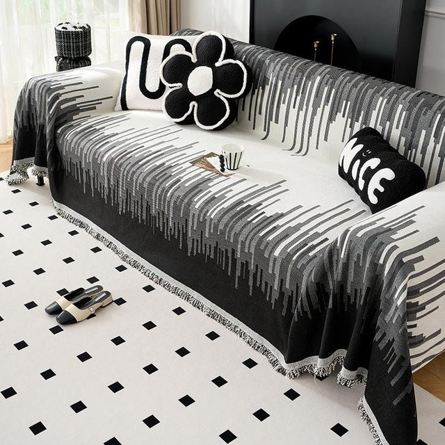 Super Six Chenille-Sofahandtuch mit Streifen und Farbverlauf, B/B: 180 x 130 cm - Bild 1