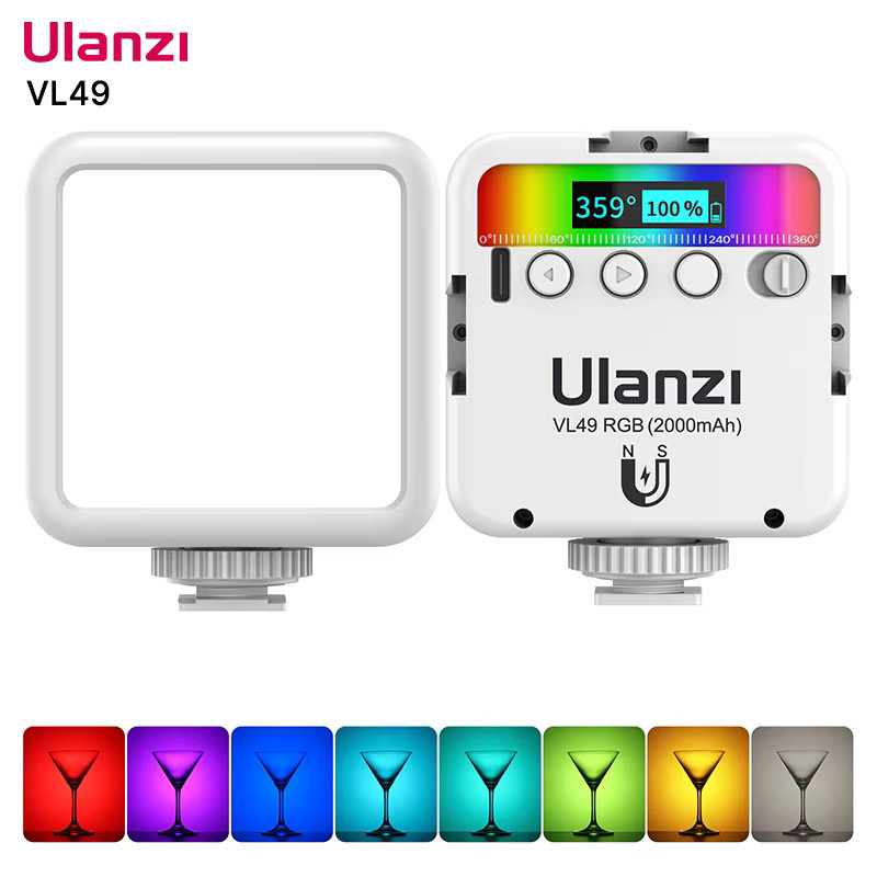 Ulanzi VL49 RGB LED-Videoleuchte in Schwarz mit 2000 mAh Akku und USB-C Anschluss - Bild 5