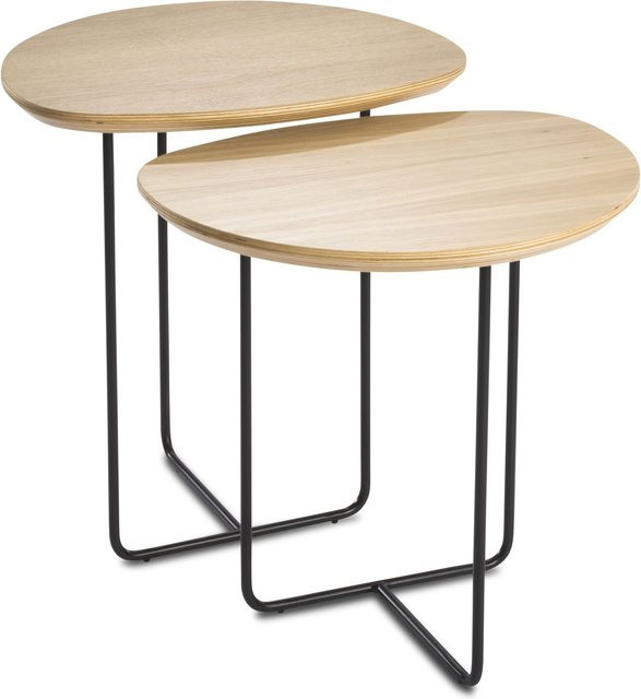 Couchtisch HASSE 7718 SH-45 in Braun aus Asteiche furniert mit Metall und Holz, B/T/H: 50 x 40 x 49 cm - Bild 1