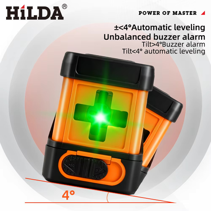 HILDA Mini Grüner Laser-Nivellierer Tragbarer Kompakter Selbstnivellierender Kreuzlinienlaser für DIY-Baumessungen - Bild 6