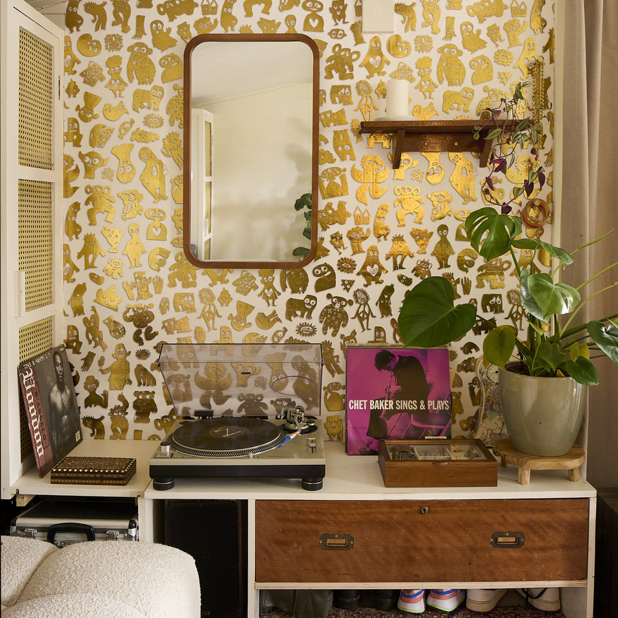 NLXL Wallpaper Love Machine BKS-06 Tapete in Gold mit abstraktem Retro-Design aus Vlies - Bild 2