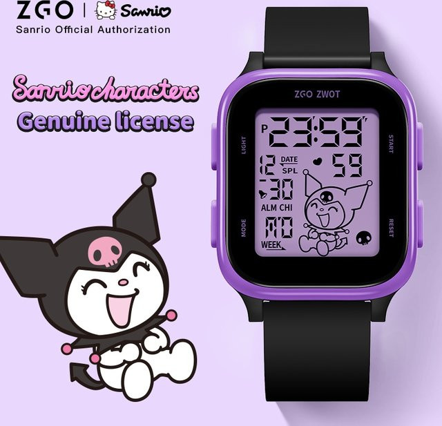 ZGO Sanrio Kuromi Digitaluhr, Kinder, Kunststoff, Schwarz, Eckig - Bild 1