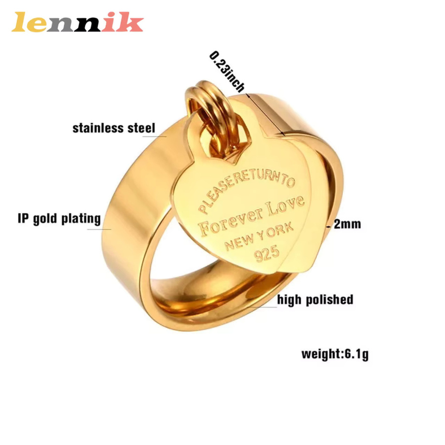 LENNIK Ring, vergoldeter Edelstahl, Pfirsich-Herz, Damen - Bild 2