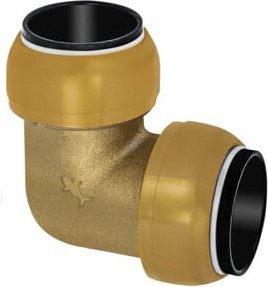Riegler Winkelverbinder 90 Grad Sharkbite aus Messing für Rohr-Außen-Ø 54 mm in Gold - Bild 1