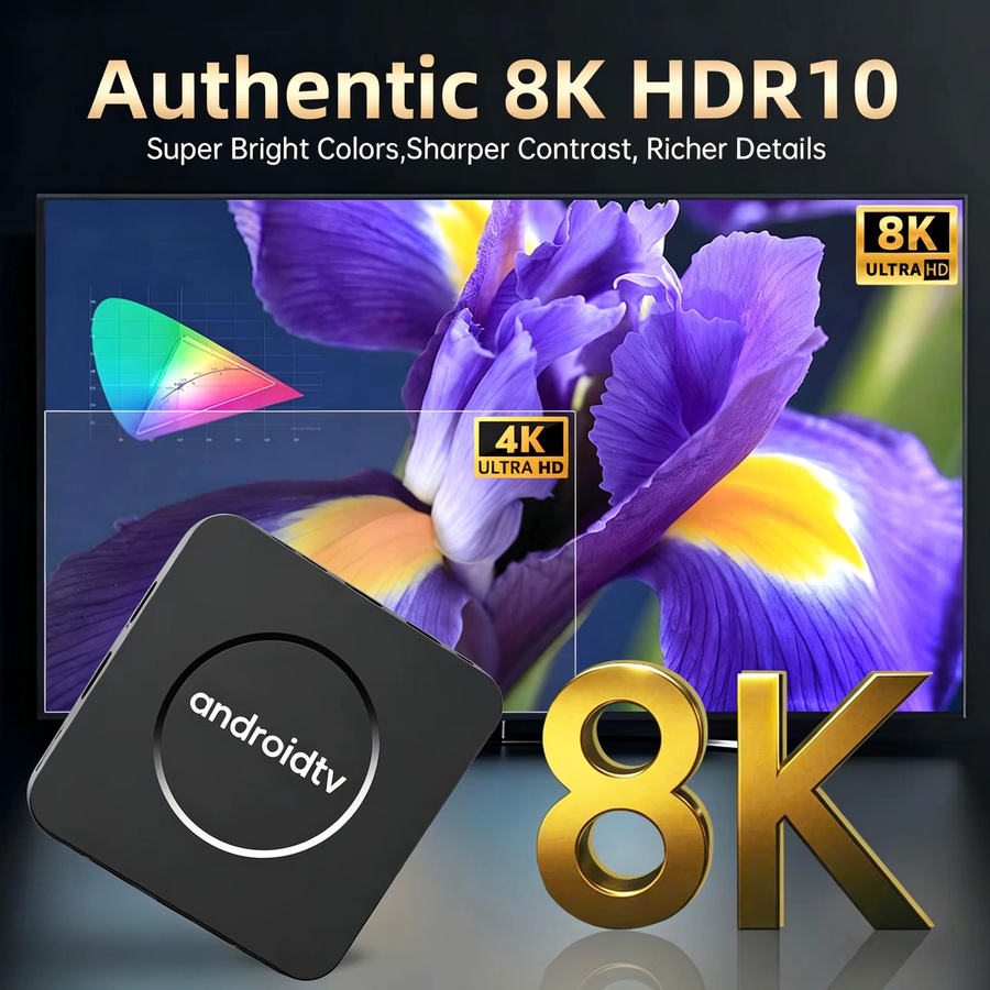 YOZHIXU Q10 Smart TV Box Android 16 8K HDR10 Media Streamer mit 128G Speicher, Allwinner H313, 5G Dual WLAN und Bluetooth 5.4 in Schwarz - Bild 3