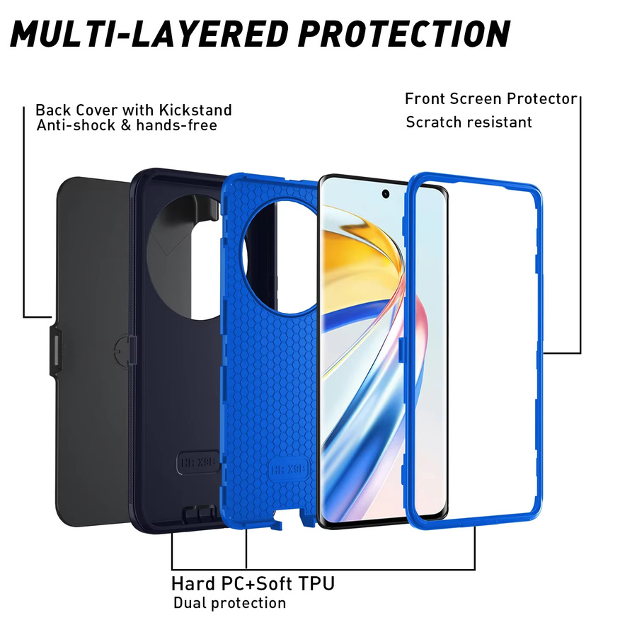 OTT Armor Box 3-in-1 Schutzhülle für Honor Magic Serie mit Gürtelclip in Blau - Bild 5