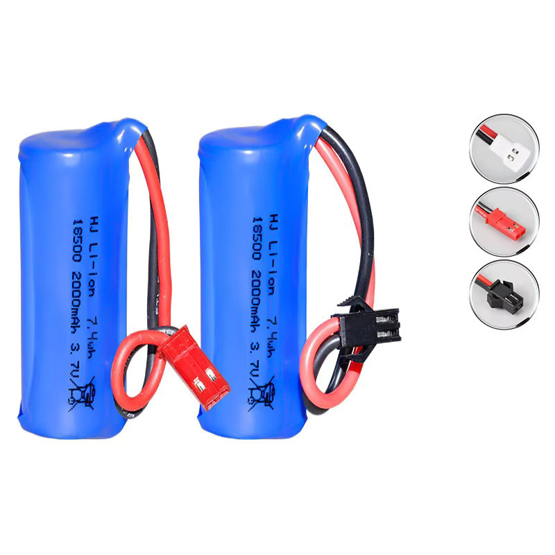 PYLRC Lithium-Ionen-Akku 18500 3,7 V 2000 mAh mit SM-JST-Stecker und Ladegerät, Blau - Bild 2