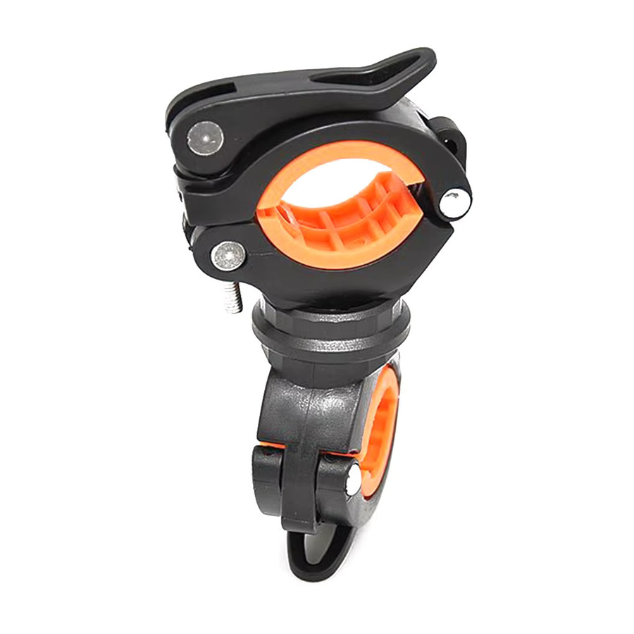 360 Grad drehbare Motorrad Halterung für LED Scheinwerfer und Taschenlampe in Schwarz und Orange - Bild 3