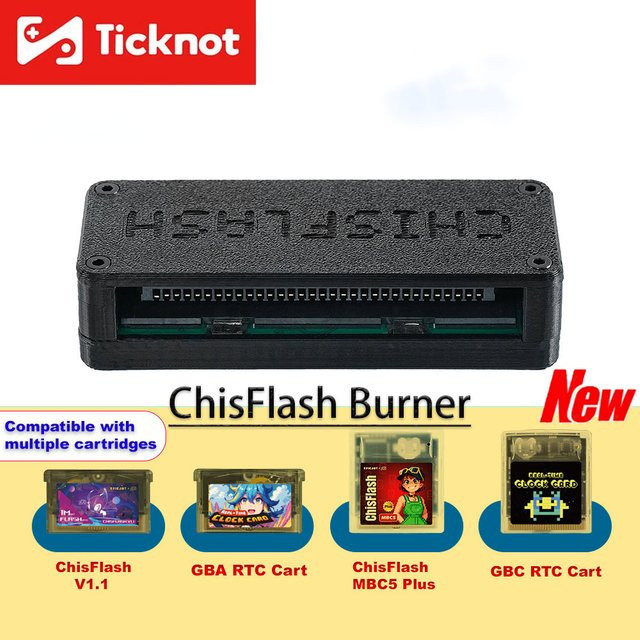 ChisFlash Brenner für GameBoy, GBC und GBA Patronenprogrammierer in Schwarz zur Unterstützung von Backup-ROMs und Game-Saves - Bild 1