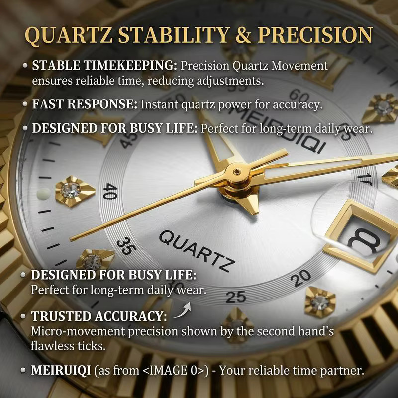 MEIRUIQI Armbanduhr Edelstahl, Bicolor, Gold, Quarz, Damen - Bild 4