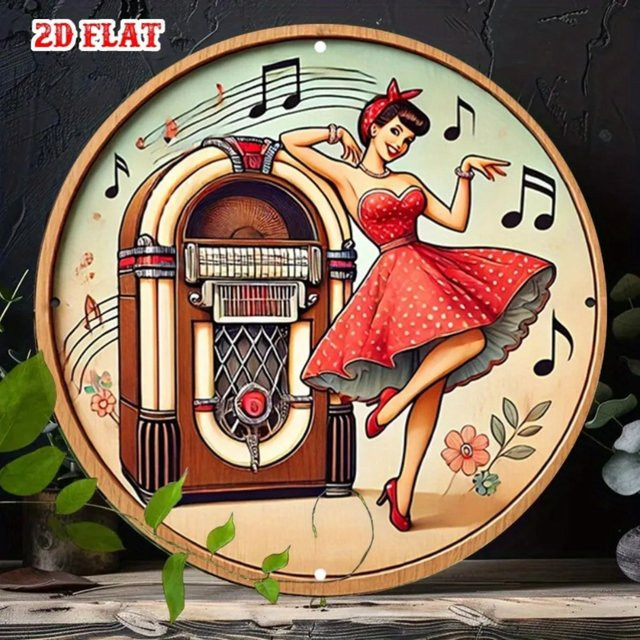 HELLOYOUNG Retro Jukebox Metall Wanddekoration 1950er Design Multicolour Breite: 20 cm, Höhe: 20 cm, Tiefe: 20 cm - Bild 1