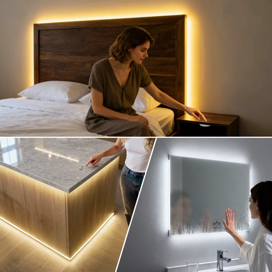 Lcamaw COB-Neonstreifenlicht in Weiß, 24 V, wasserdicht aus Silikongel, dimmbar mit Touch-Control-Sensor-Schalter - Bild 3