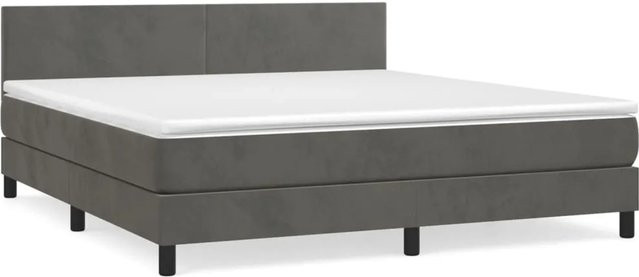 vidaXL Boxspringbett mit Matratze in Dunkelgrau aus Samt, Hybrid-Design mit Taschenfederkern, B/T: 160 x 200 cm - Bild 1