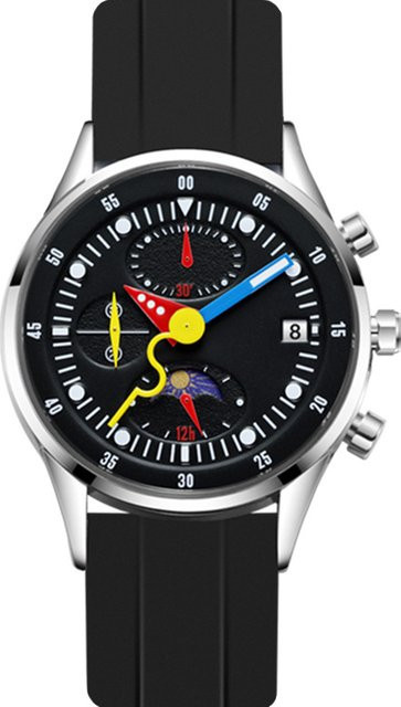 STARPERISH Armbanduhr Quarz, Mondphasenanzeige, Edelstahl, Silikon, Herren - Bild 1