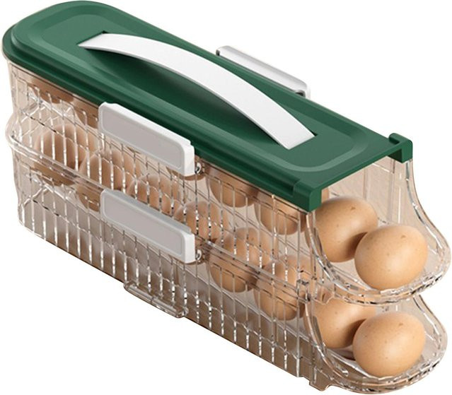 TOMTOP JMS Eierbehälter für den Kühlschrank, platzsparende Eieraufbewahrungsbox aus Kunststoff, transparent - Bild 1