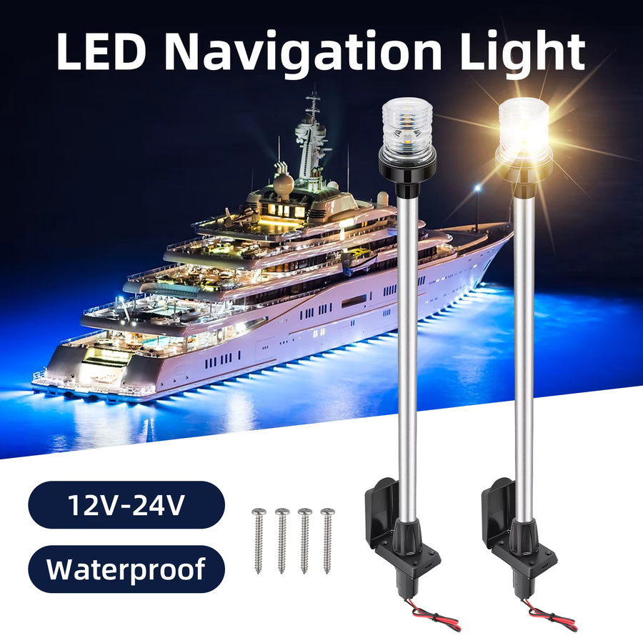 Omnidirektionales LED-Navigationslicht für Marine-Boote und Yachten in Weiß mit schwarzem Gehäuse und transparentem Kunststoff, 12V - Bild 2