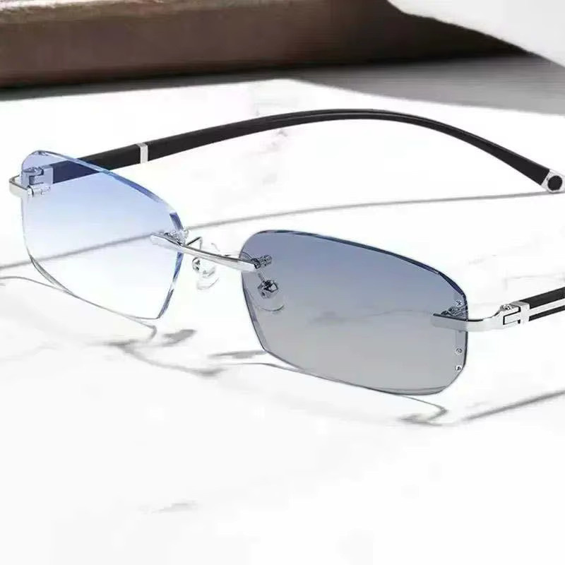 DIXSG Lesebrille, randlos, rechteckig, Metall, Unisex, photochrom - Bild 2