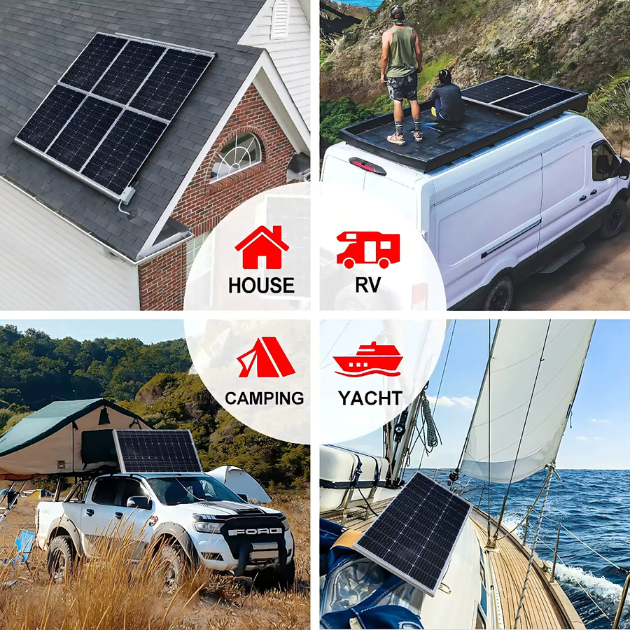 JINGYANGPV Monokristallines Solarpanel in Schwarz für 12 V Batterieladung mit 100 W bis 200 W und 18 V - Bild 5