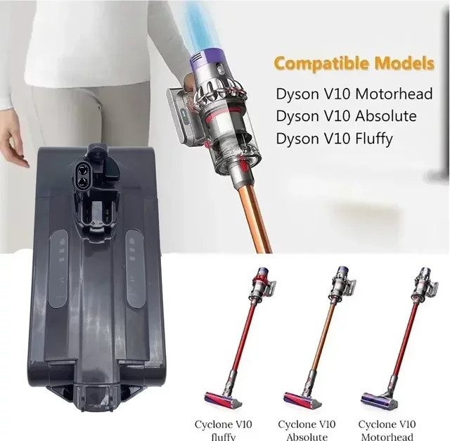 Ersatzakku für Dyson Akku V10 SV12 Absolute Fluffy Cyclone mit 100 Wh Kapazität - Bild 1