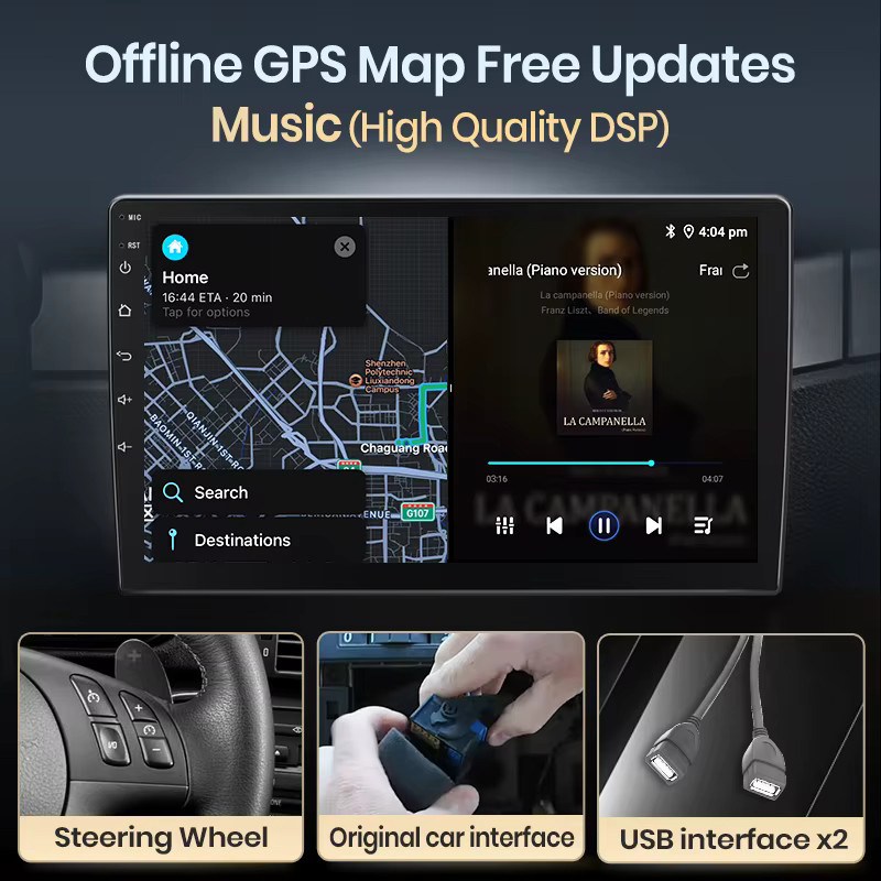 Junsun Kabelloses CarPlay und Android Auto Autoradio für Renault Clio 3 2005-2014, 2 DIN Multimedia-Stereoanlage in Schwarz mit GPS-Navigation, Bluetooth, IPS-Bildschirm und integriertem Kühlventilator - Bild 3