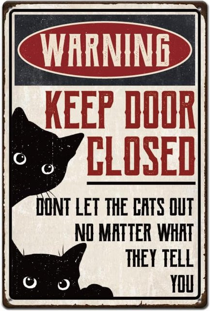 SUPERDANT Metallschild Schwarze Katze Vintage Wanddekoration aus Aluminium, B/H: 14 x 20 cm - Bild 1