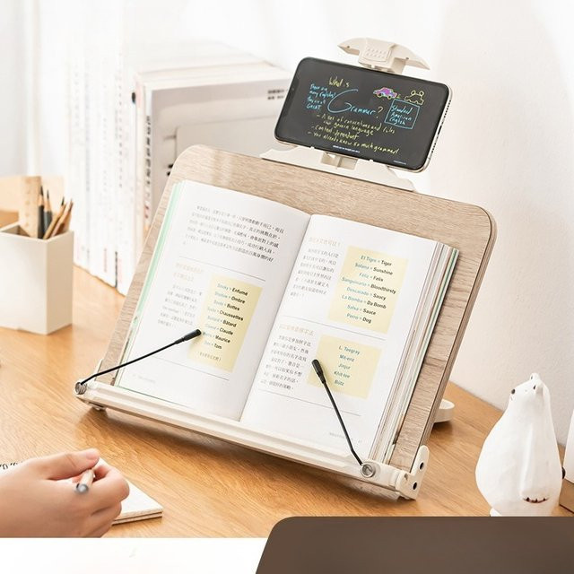 Multifunktionaler Buchhalter für den Schreibtisch in Beige mit mehreren Fächern zum Lesen und Aufbewahren - Bild 1