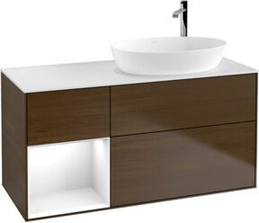 V&B Waschtischunterschrank Finion mit Wandbeleuchtung in Weiß lackiert, Breite: 120 cm, Tiefe: 50,1 cm, Höhe: 50,1 cm - Bild 1