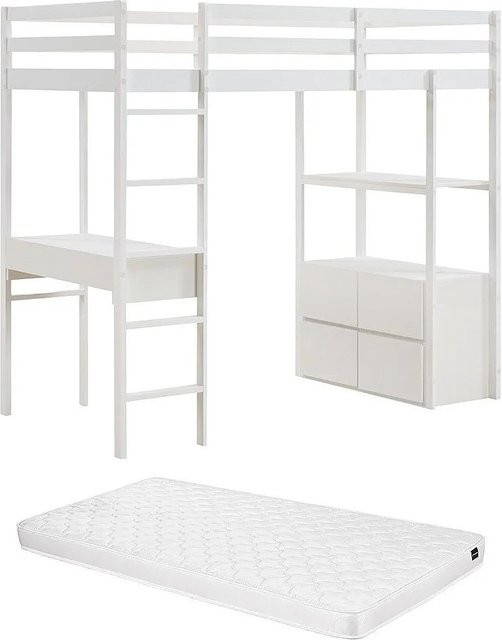 Vente-unique Hochbett Kalizi in Weiß aus Kiefer und MDF, Höhe: 173 cm - Bild 1