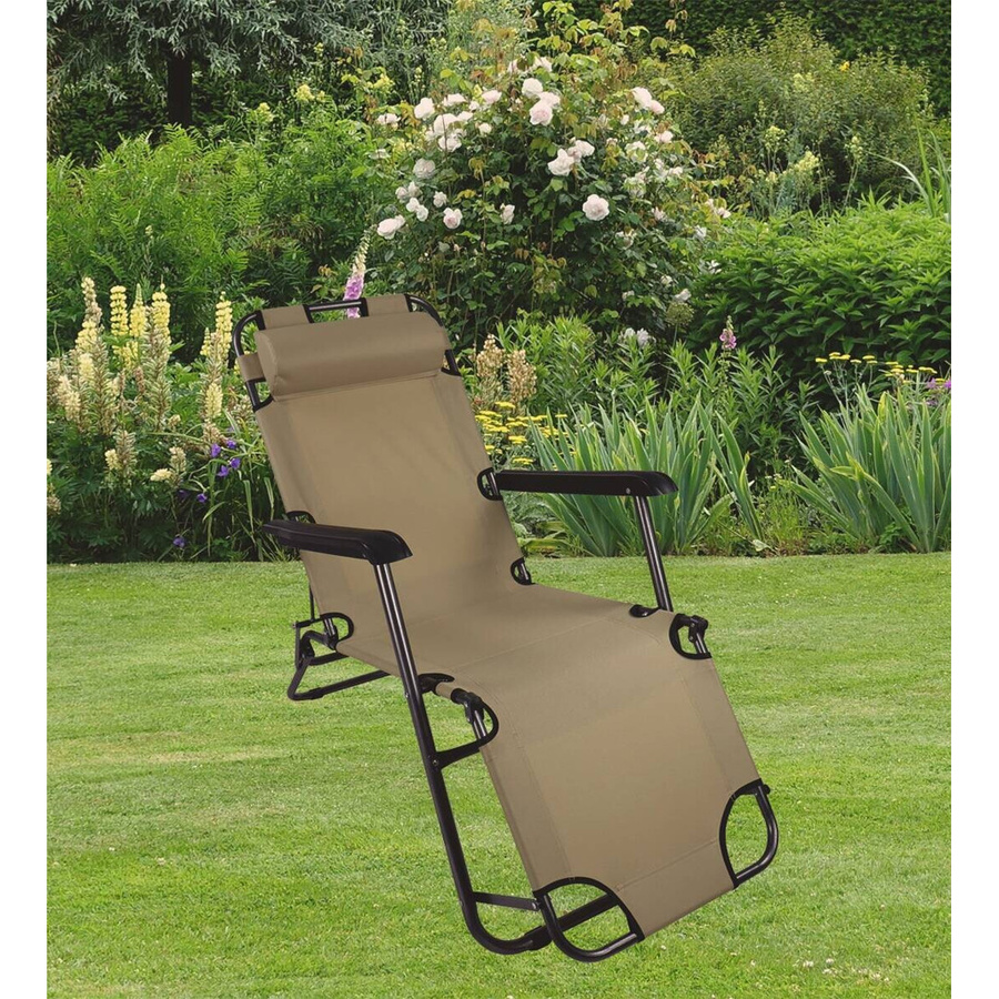 VCM Relaxliege Maltosa in Creme mit Textilene-Bezug und Stahlgestell, B/T/H: 190 x 60 x 27 cm - Bild 3