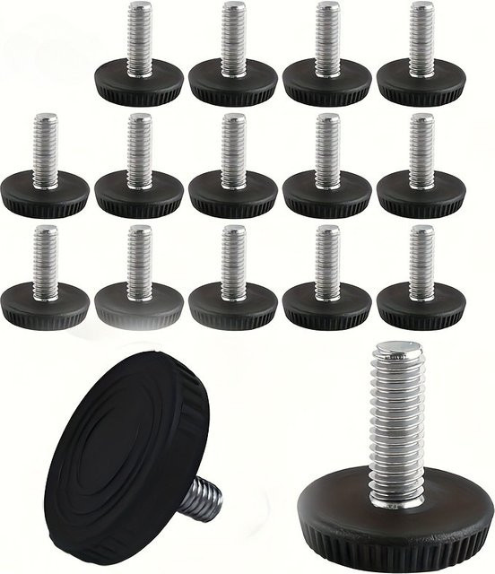 M8 Verstellbare Nivellierfüße in Schwarz mit 40mm Basis als Schwerlast-Möbelnivellierer für Schränke, Tische, Werkbänke und Maschinen - Bild 1
