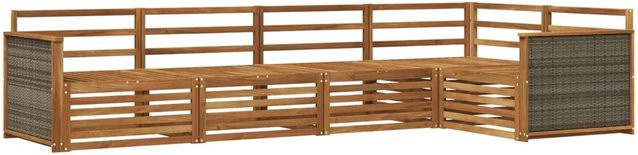 vidaXL Outdoor-Sofagarnitur aus Massivholz Akazie in Braun, L-Form mit 5 Teilen - Bild 1