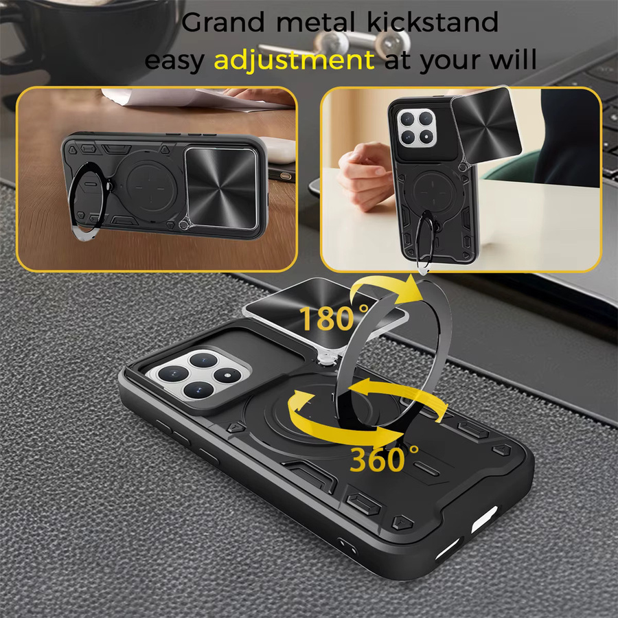 Stoßfeste Handyhülle von szHAIyu für Poco X8 Pro Max F8 Ultra Poco X7 Pro mit Schiebe-Kameralinsenabdeckung und Magnetringhalter in Schwarz und Lila - Bild 4