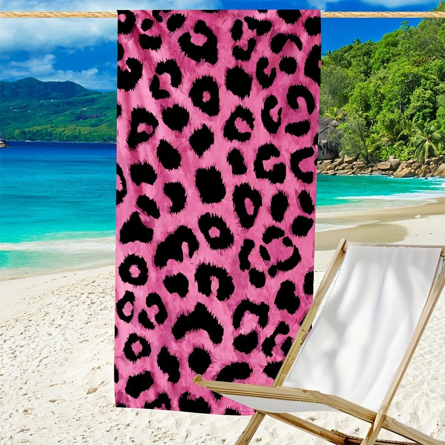 Shanika Chen Mikrofaser-Strandtuch in Rosa mit Leopardenmuster, ultra-weich und saugfähig, B: 40 cm, H: 60 cm - Bild 2