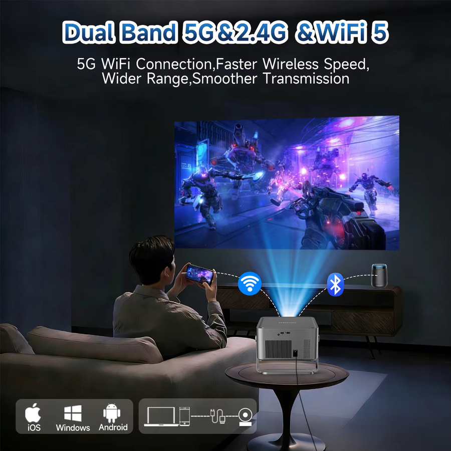 Magcubic HY450GTV Heimkino-Projektor mit Google TV, 4K UHD, 1100 ANSI, Autofokus und HDR10 - Bild 6