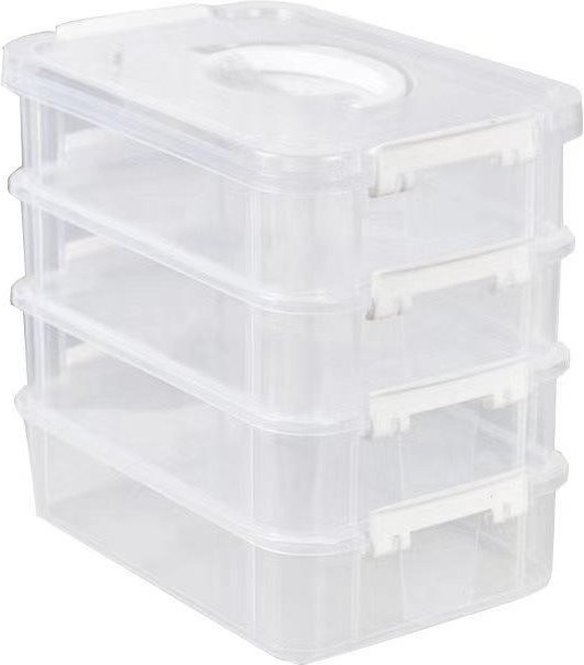 Yiran Furniture Stapelbare 4-stöckige Aufbewahrungsbox aus Kunststoff in Transparent, Multi-Compartment Organizer für Schmuck, Spielzeug und Bürobedarf - Bild 1