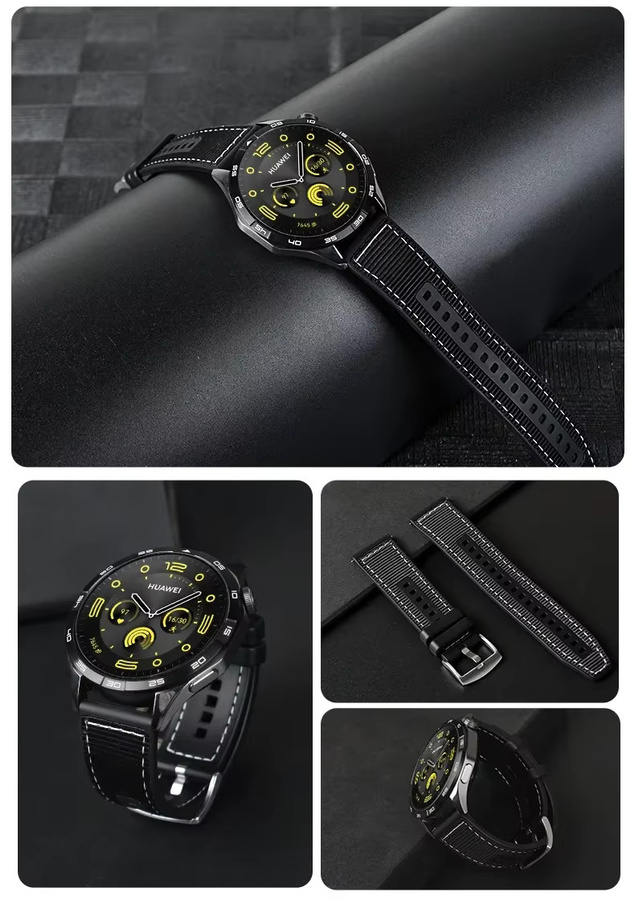 jansin Uhrenarmband Nylon Silikon, Schwarz, für Huawei GT 6 Pro 46mm - Bild 4