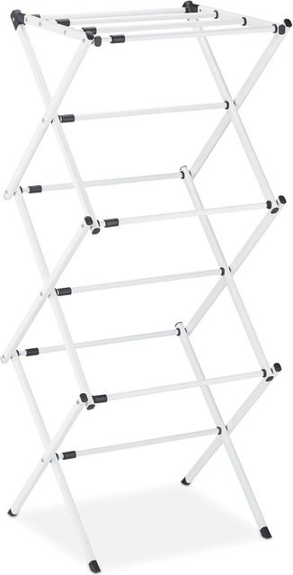 Relaxdays Wäscheständer aus Eisen, klappbar und ausziehbar, Weiß, B: 106 cm, H: 43-74 cm, T: 38 cm - Bild 1