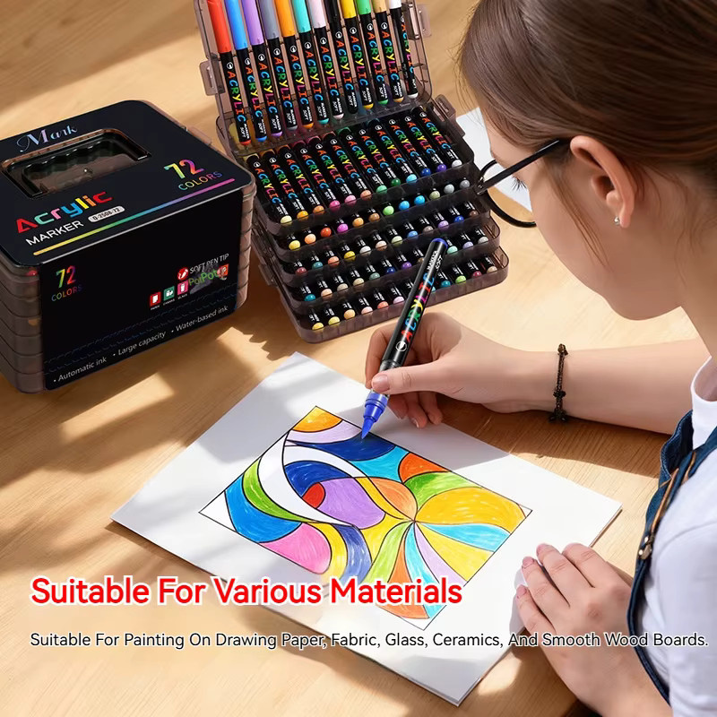 BUNKI Acryl-Pinselstift-Set mit direkt flüssiger Spitze in Multicolour für Kunst, Malerei und DIY-Basteln - Bild 2