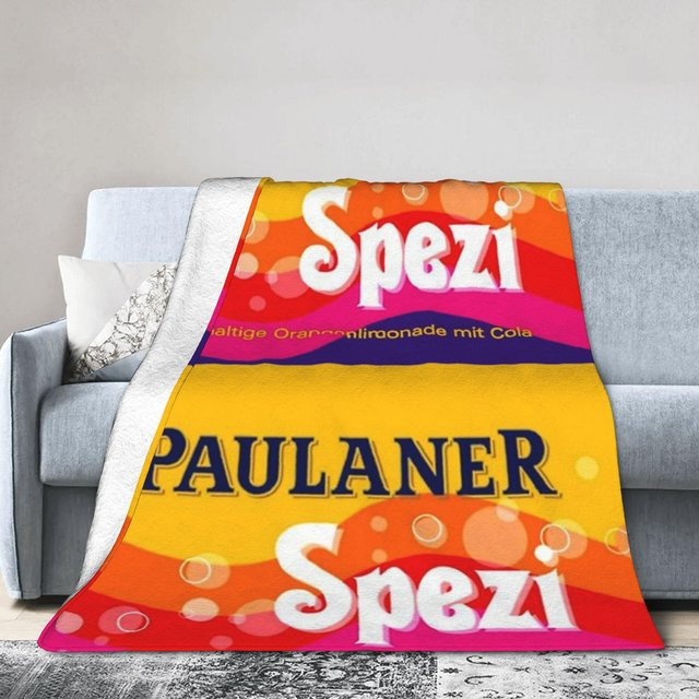 Paulaner Spezi Flanell Überwurfdecke aus Plüsch mit grafischem Muster, B/B: 100 x 150 cm - Bild 1
