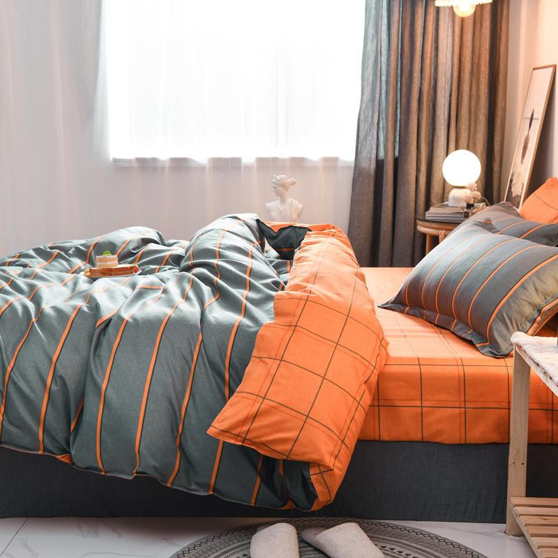 3-teilbiges Bettwäscheset Binchi Outdoor Product mit modernem Grafikdruck in Orange und Grün, bestehend aus 1 Bettbezug und 2 Kissenbezügen, Material Mikrofaser, B/H: 200 x 200 cm - Bild 2