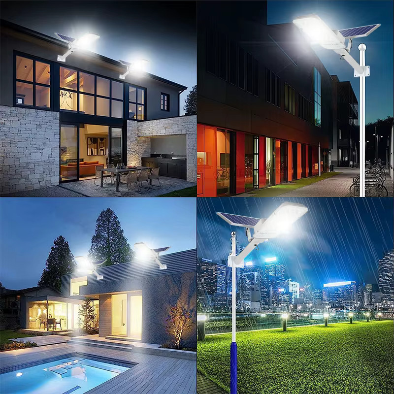 YQCHEZI 250 W LED-Solarleuchte für den Außenbereich und Garten, wasserdichte Solar-Wandleuchte mit Fernbedienung, IP65, Farbe: Weiß - Bild 6