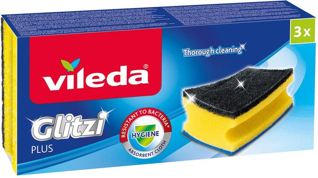 Vileda Topfreiniger Glitzi Plus mit Antibac in Gelb, 3er-Pack, B/H/L: 9 x 4,5 x 7 cm - Bild 1