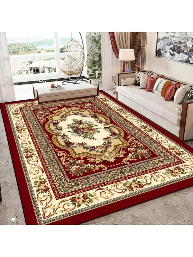 VIKAMA Vintage-Blumenteppich in Multicolour, rutschfeste florale Bodenmatte im klassischen Design für Wohnzimmer, Essbereich und Schlafzimmer - Bild 2
