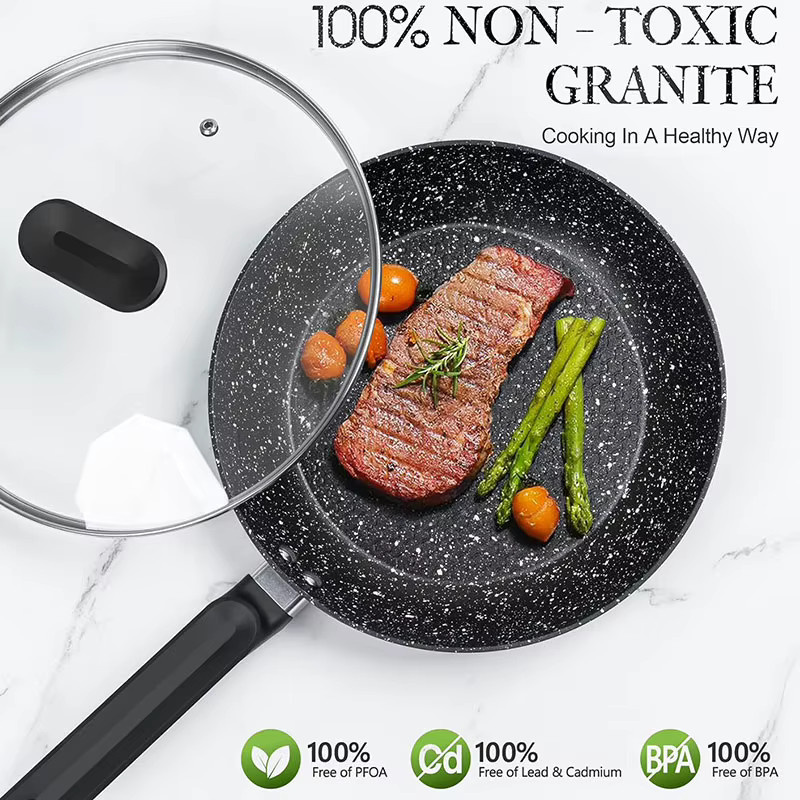 MICHELANGELO Wok-Pfanne mit Antihaftbeschichtung und Deckel, 12 Zoll, Schwarz - Bild 2