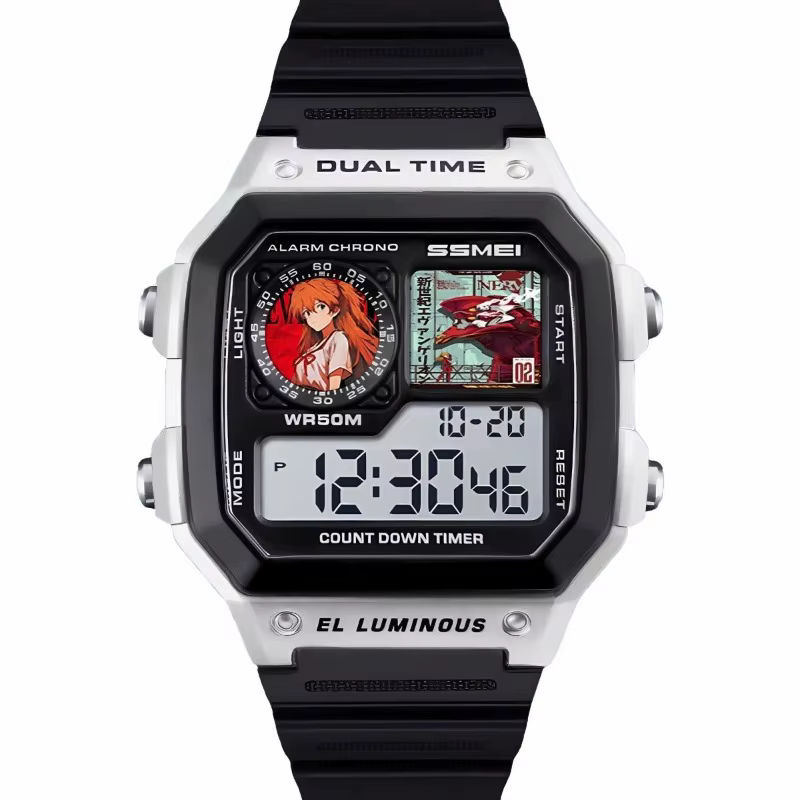 Bandai Neon Genesis Evangelion Asuka Anime Digitale Armbanduhr in Schwarz aus Kunststoff - Bild 2