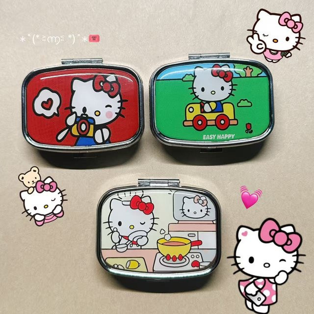 Bandai Crayon Shin-chan und Hello Kitty Metall-Aufbewahrungsbox als niedliche Cartoon Pillendose und Schmuckbox - Bild 1