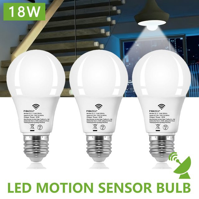 PIBAOGU 4er Set LED Nachtlicht mit Radar-Bewegungssensor, E26, 18 W, 110 V, Kaltweiß, Weiß - Bild 1