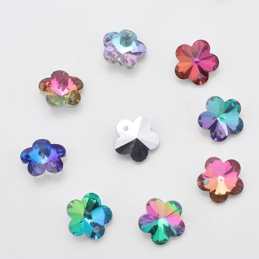 YUANZHIRUN Charms, Kristall, Pflaumenblüte, Bunt, Unisex, 14mm - Bild 2