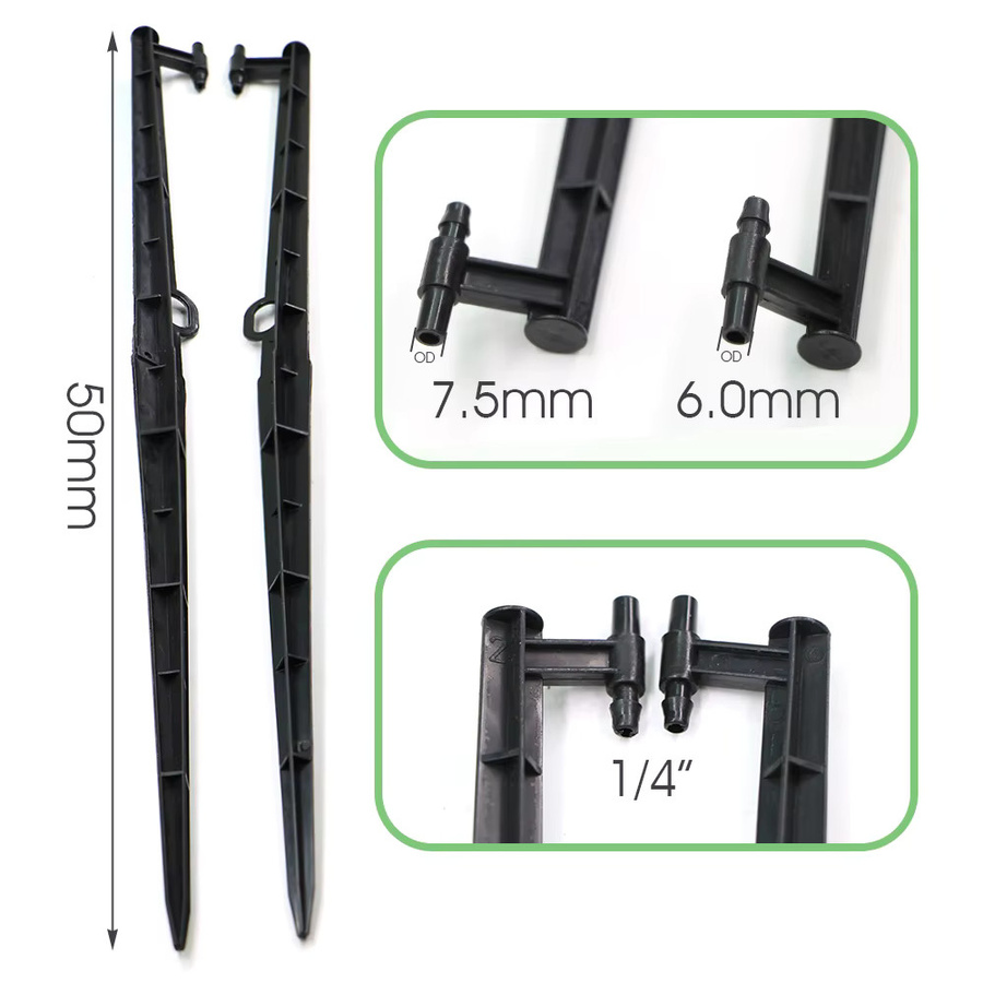20 Stück RBCFHI Steckverbinder Pfähle für Mikrosprinkler und Gartenbewässerung aus Kunststoff und Glasfaser, Schwarz, 1/4 Zoll - Bild 2